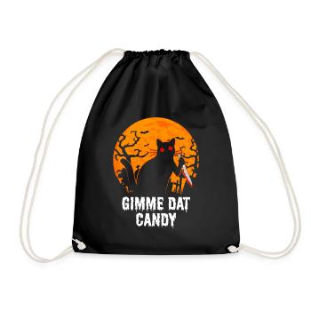 Gimme Dat Candy Katze Gruseliges Halloween - Turnbeutel - Schwarz - Vorne
