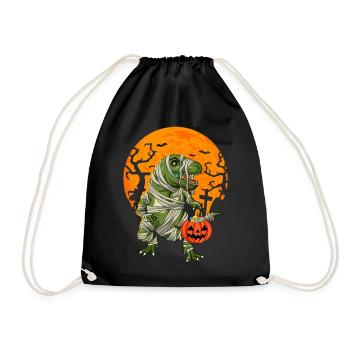 Mummy T-rex Dinosaur Tyrannosaurus Halloween - Drawstring Bag - black - Front