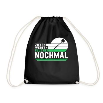 Zielen Werfen Fluchen Nochmal Shirt, Lustiger - Drawstring Bag - black - Front