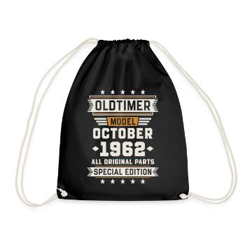 Oldtimer Oktober 1962 Geburtstag Geschenk - Turnbeutel - Schwarz - Vorne