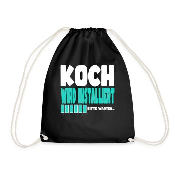 Koch wird installiert - Turnbeutel - Schwarz - Vorne