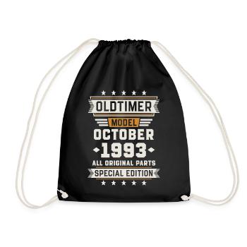 Oldtimer Oktober 1993 Geburtstag Geschenk - Turnbeutel - Schwarz - Vorne