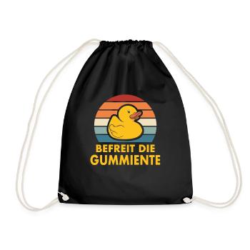 Befreit Die Gummiente Lustige Ente Quietscheente - Turnbeutel - Schwarz - Vorne
