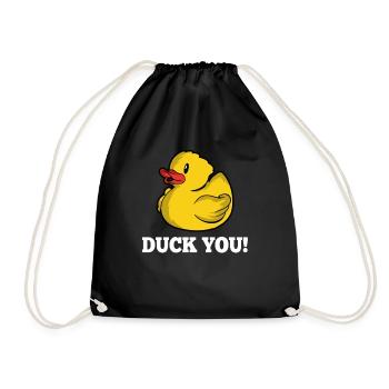 Duck You Enten Wortspiel Gummiente Quietscheente - Turnbeutel - Schwarz - Vorne