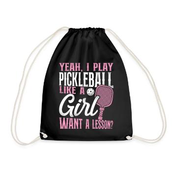 Pickleball Girl Ladies Yeah, I - Drawstring Bag - black - Front