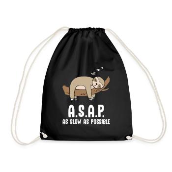 A.S.A.P. As Slow As Possible Faultier - Turnbeutel - Schwarz - Vorne