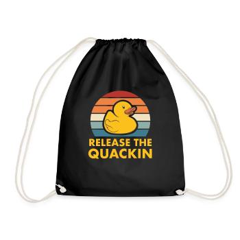 Release The Quackin Quietscheente Gummiente - Turnbeutel - Schwarz - Vorne