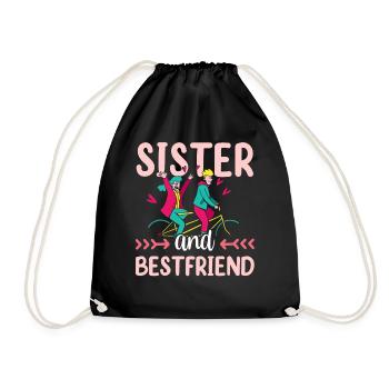Sister And Best Friend Team Freund Schwester - Drawstring Bag - black - Front