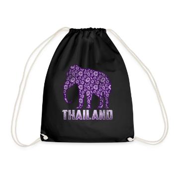 Thailand Colorful Elephant - Drawstring Bag - black - Front