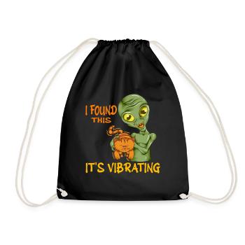 Funny Alien Cat Motif Saying Purring Hangover - Drawstring Bag - black - Front