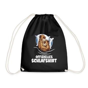 Erdmännchen Schlafshirt Schlafoutfit Nachthemd - Turnbeutel - Schwarz - Vorne