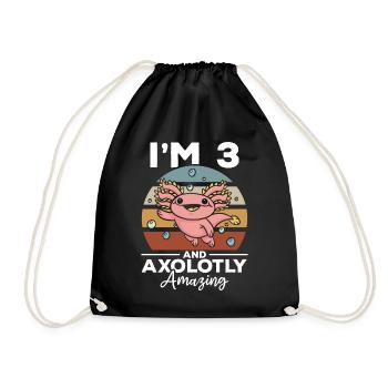 Axolotl I'm 3 And Axolotly Amazing - Axolotl - Drawstring Bag - black - Front