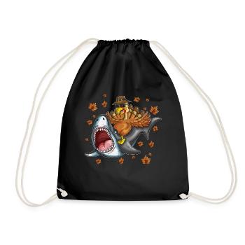 Turquie Grand Requin Blanc Thanksgiving Chemise pour enfants - Sac de sport léger - noir - Devant