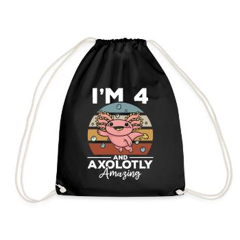 Axolotl I'm 4 And Axolotly Amazing - 4 Birthday Ax - Drawstring Bag - black - Front