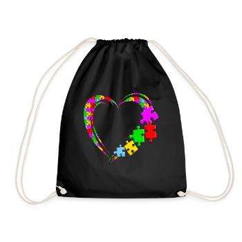 Autisme Covenant Coeur Parents heureux Frères et sœurs - Sac de sport léger - noir - Devant