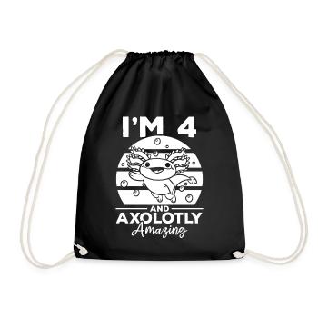 Axolotl I'm 4 And Axolotly Amazing - Axolotl 4 Bir - Drawstring Bag - black - Front