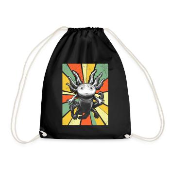 Axolotl Fish Sunset Axolotl Lover I Retro Axolotl - Drawstring Bag - black - Front