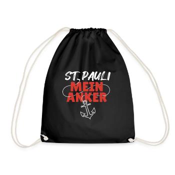 St Pauli mein Anker Paulianer Hamburg Sankt Pauli - Turnbeutel - Schwarz - Vorne