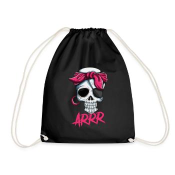 Piratenfamilie Mama Frau Girl Piratenkostüm Outfit - Turnbeutel - Schwarz - Vorne
