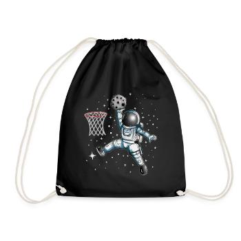 Spaceman astronomer playing basketball with the moon - Drawstring Bag - black - Front