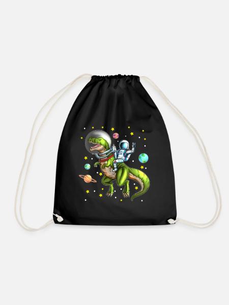 Dinosaurier T-Rex Astronaut Weltall Weltraum Dino - Turnbeutel - Schwarz