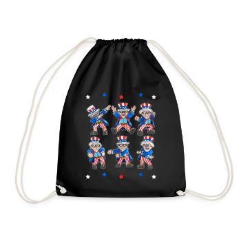 USA Outfit Holiday Independence Day USA Flag - Drawstring Bag - black - Front