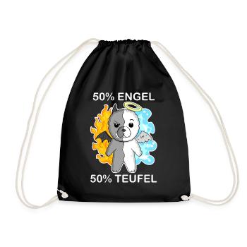 Hund Bichon Frise - Engel und Teufel - Turnbeutel - Schwarz - Vorne