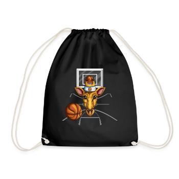 Kids Giraffe Fan Basketball Game Basketball Hoop - Drawstring Bag - black - Front