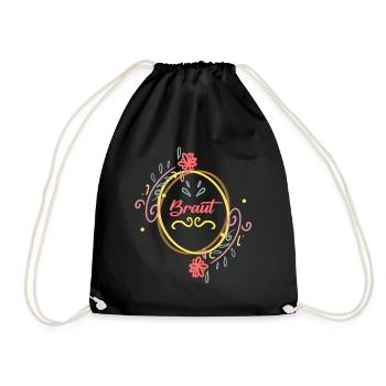 Braut Hochzeit JGA Heirat - Turnbeutel - Schwarz - Vorne