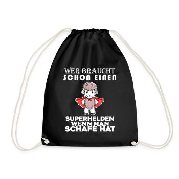 Schaf Superheld Hirte - Turnbeutel - Schwarz - Vorne