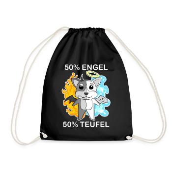 Hund Welsh Corgi Pembroke - Engel und Teufel - Turnbeutel - Schwarz - Vorne