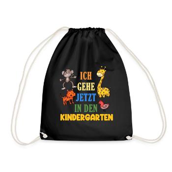 Kindergarten Zoo Tiere - Turnbeutel - Schwarz - Vorne