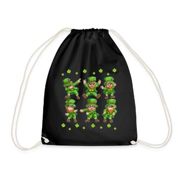 Dabbing Dancing Leprechaun Ireland St Patrick's Day - Drawstring Bag - black - Front