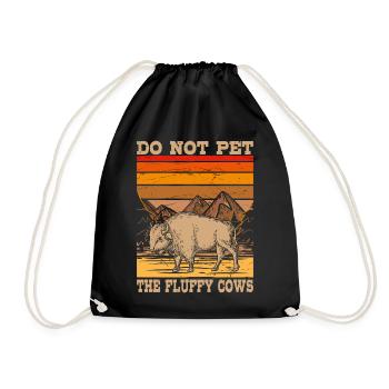 Bison Fluffy Cows Cattle Breeder Farmer Breeder - Drawstring Bag - black - Front