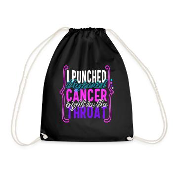 Thyroid Cancer Awareness Shirt, I Punched Thyroid - Drawstring Bag - black - Front