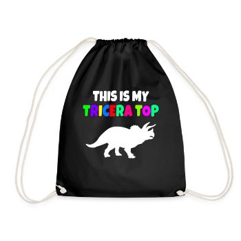 This Is My Tricera Top Triceratops Dinosaur - Drawstring Bag - black - Front