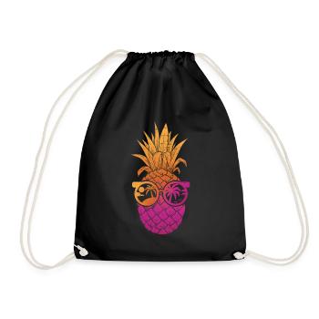 Summer Tie-Dye Pineapple Hawaiian Summer Tropical - Drawstring Bag - black - Front