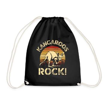Kangaroos Rock Zoo Pouch Australia Animal Lover - Drawstring Bag - black - Front