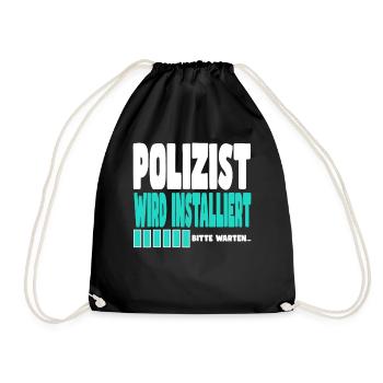 Polizist wird installiert - Turnbeutel - Schwarz - Vorne