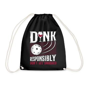 Pickleball Pun Wine Dink - Drawstring Bag - black - Front