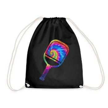 Pickleball Paddle Tie Dye Retro - Drawstring Bag - black - Front
