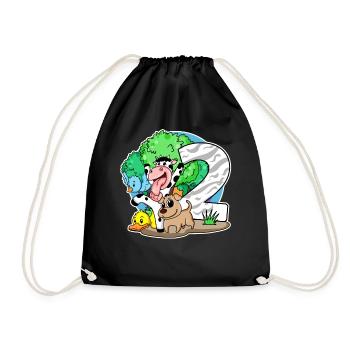 2nd birthday Cute animals 2 years old - Drawstring Bag - black - Front