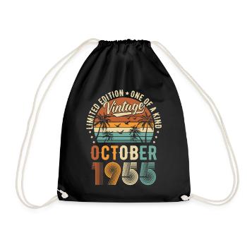 Limited Edition Oktober 1955 Geburtstag Geschenk - Turnbeutel - Schwarz - Vorne