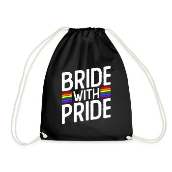 Bride With Pride - Lesbian Wedding Gay Marriage - Drawstring Bag - black - Front