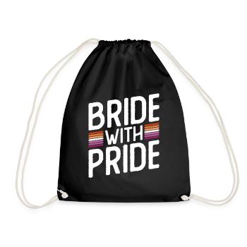 Bride With Pride - Lesbian Wedding Gay Marriage - Drawstring Bag - black - Front