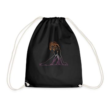 Two Brides Oneline Art - Lesbian Wedding - Drawstring Bag - black - Front