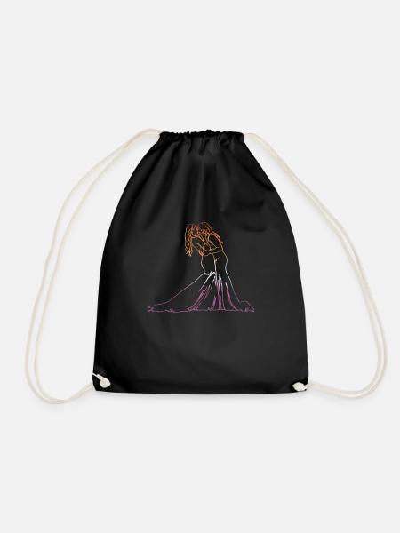 Zwei Bräute Oneline Art - Lesbische Hochzeit - Turnbeutel - Schwarz