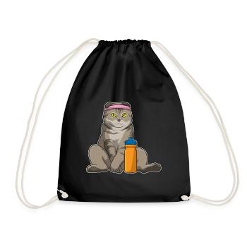 Cat Workout Gymnastics Fitness - Drawstring Bag - black - Front