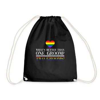 Gay Groom Gay Wedding Gay - Drawstring Bag - black - Front
