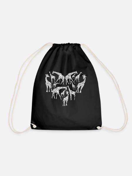 Giraffes Lover Giraffe Heart Cute Giraffe Lover He - Drawstring Bag - black